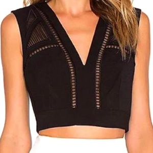 BCBGmaxazria crop top with angular cutouts